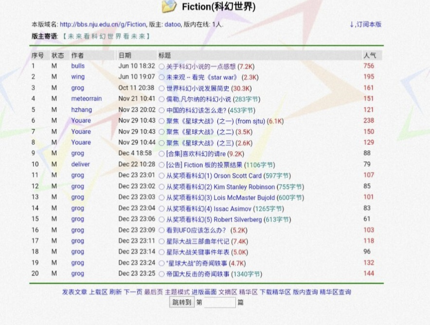 南京大学科幻协会2000－2001年社长吕晶回忆