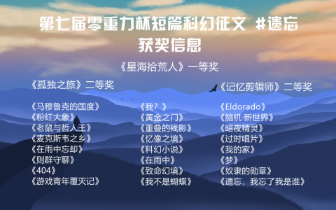 第七届零重力杯短篇征文获奖信息