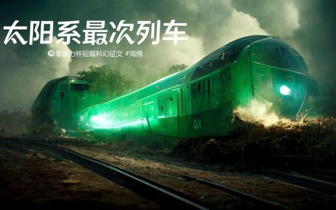 海报由AI（Midjourney）绘制 | Prompts: a green train fell to earth