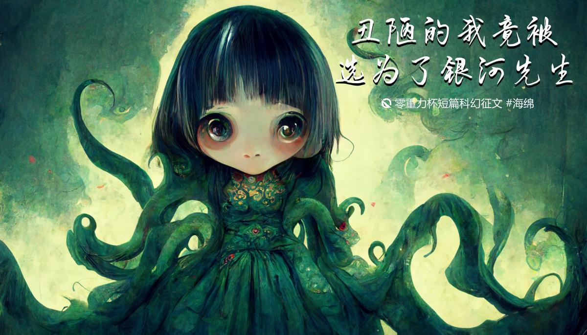 海报由AI（Midjourney）绘制 | Prompts: a beautiful and cute girl with dress, Genshin Impact , Cthulhu, Japanese anime