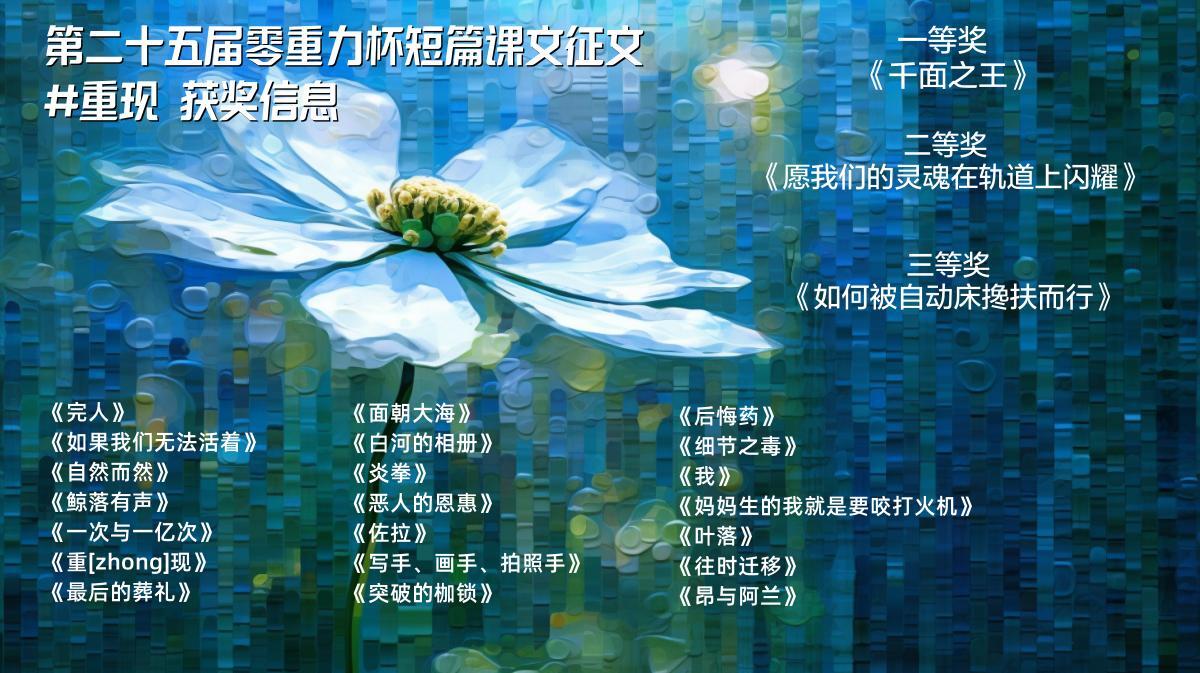 第二十五届零重力杯短篇征文获奖信息