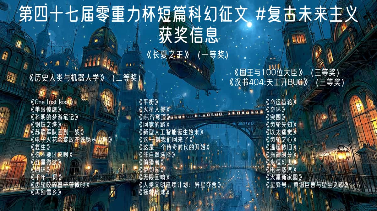 第四十七届零重力杯短篇科幻征文获奖信息