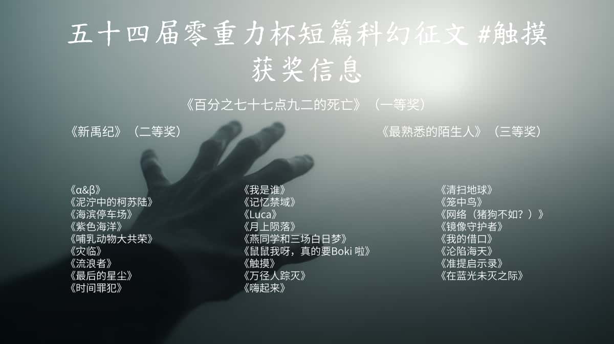 第五十四届零重力杯短篇科幻征文获奖信息