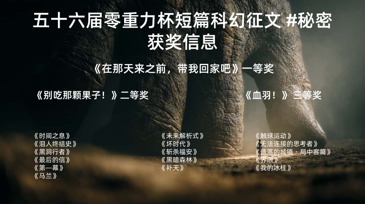 第五十六届零重力杯短篇科幻征文获奖信息