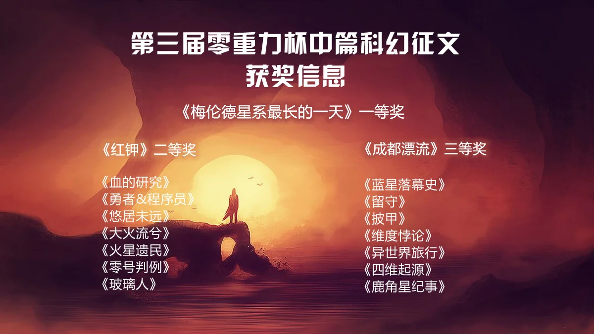 第三届零重力杯中篇科幻征文获奖信息