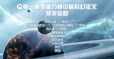 第一届零重力杯中篇科幻征文获奖信息