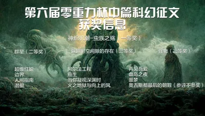 第六届零重力杯中篇科幻征文获奖信息