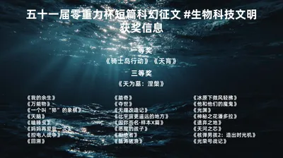 第五十一届零重力杯短篇科幻征文获奖信息