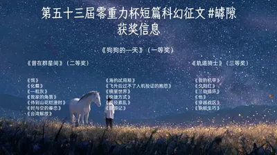 第五十三届零重力杯短篇科幻征文获奖信息